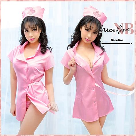 Jual Brasay Set Lingerie G String Bando Model Cosplay Nurse Suster