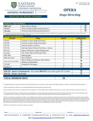 Fillable Online MM Opera Stage Directing Pdf Fax Email Print PdfFiller