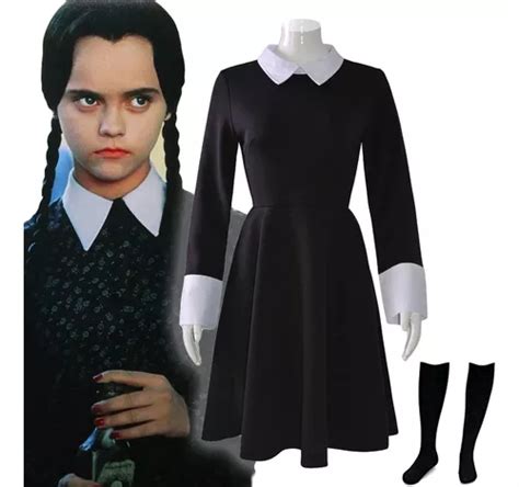 Disfraz De La Familia Addams Wednesday Movie Vestido Negro Cuotas