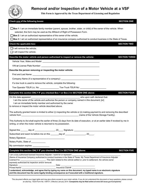 Tdlr Vsf011 Form Fill Out Printable PDF Forms Online