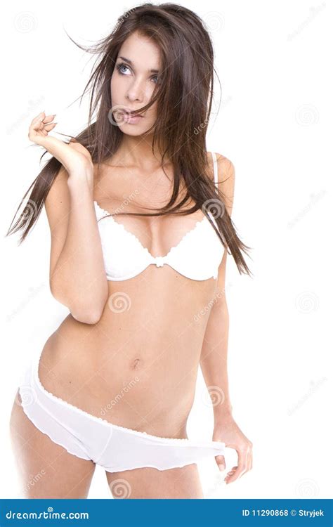 Belle Jeune Femme Dans La Lingerie Sexy Blanche Photo stock Image du gens désir 11290868
