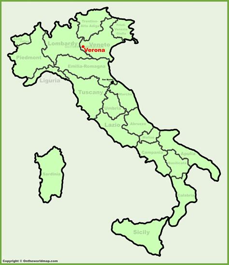 Verona location on the Italy map - Ontheworldmap.com
