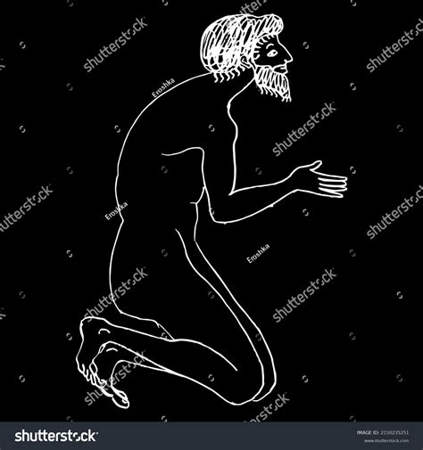 Kneeling Bearded Naked Ancient Greek Man Stock Vector Royalty Free 2150235251 Shutterstock