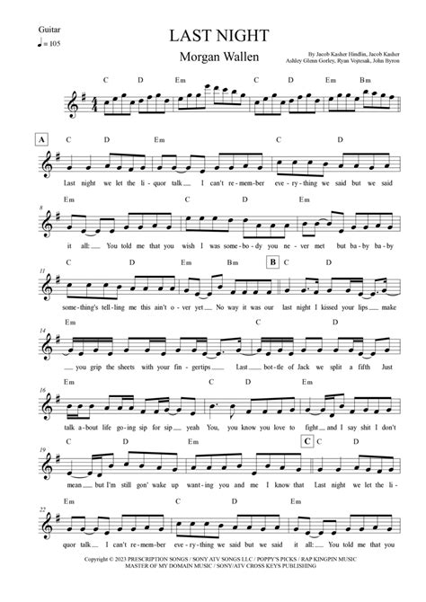 Last Night - Acoustic Guitar - Digital Sheet Music | Sheet Music Plus