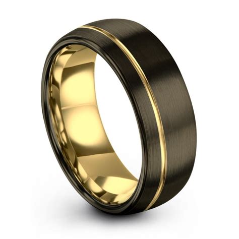 Yellow Gold 8mm Wedding Ring Men And Women Wedding Band