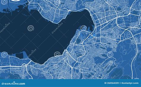 Detailed Map Poster Of Izmir City Linear Print Map Blue Skyline Urban