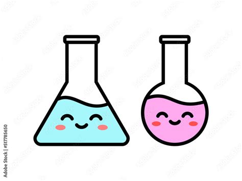 Kawaii lab flask. Two cute laboratory equipment characters. Back to ...