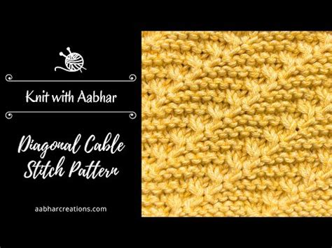 Diagonal Cable Stitch Knitting Pattern Youtube