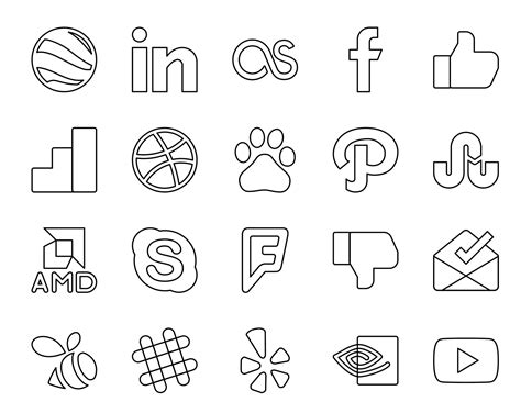 20 Social Media Icon Pack Including Slack Inbox Path Dislike Chat