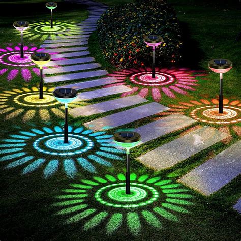 Cubilan Bright Solar Pathway Lights, Color Changing Plus Warm White LED ...