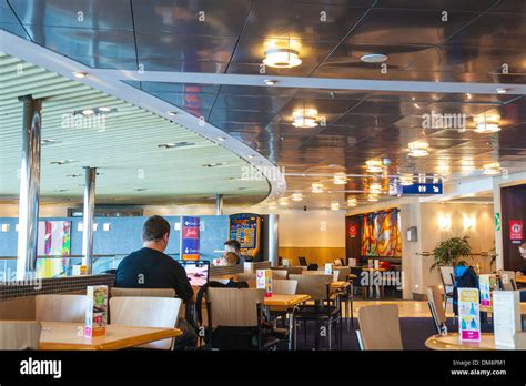 Cafe Bar Onboard A Cross Channel Ferry From Dover To Calais Stock Photo