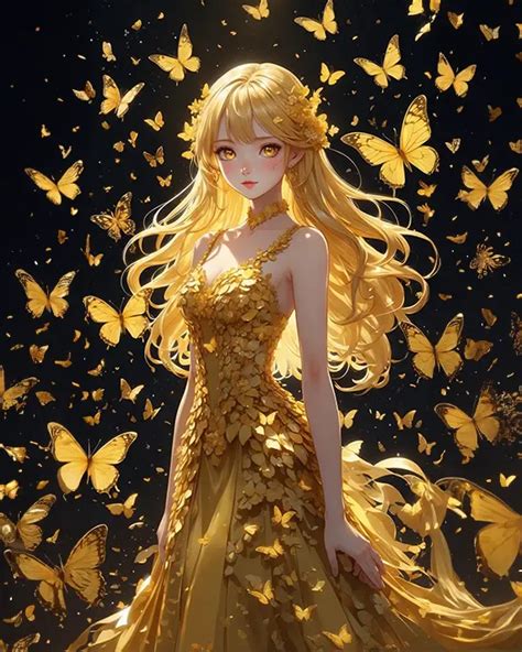 Anime Girl With Golden Hair Painting | Diamond Painting Kits