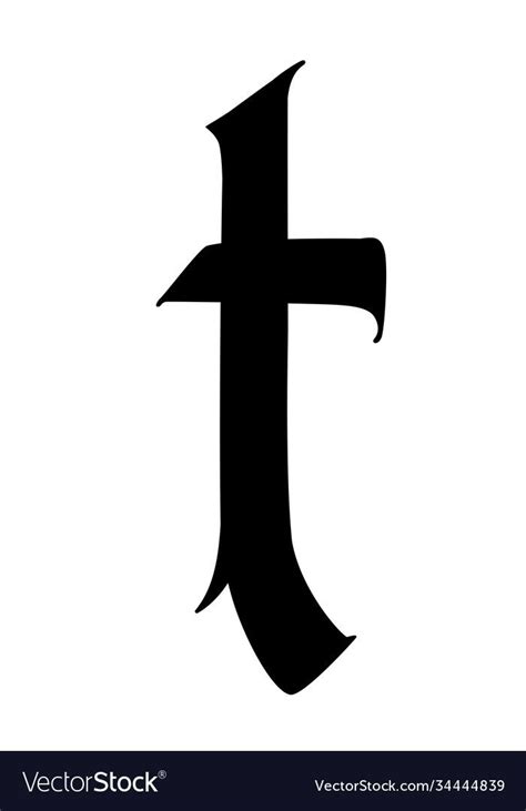 Letter t, in the Gothic style. Vector. Alphabet. The symbol is isolated ...