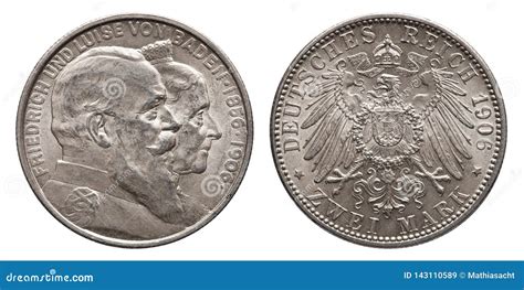 German Empire Baden 2 Mark Silver Coin Vintage 1906 Stock Image Image