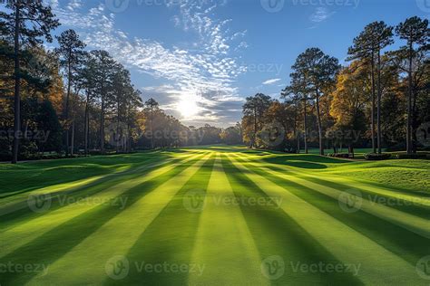 Majestic Sunrise Over a Pristine Golf Course with Lush Green Fairways
