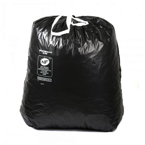 Sac Poubelle L Noir Nf Liens Coulissants Microns Carton De