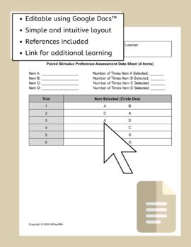 Choice Preference Assessment Data Sheet