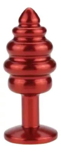Plug Anal Libb Plug Anal Espiral Metal Vermelho Pequeno Pedra Colorida