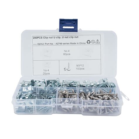 Pack Of 200 U Clip Nuts Quick Release U Nut Spire Clips Tapping Screw