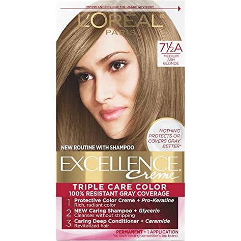 L Oreal Paris Excellence Creme Permanent Triple Care Hair Color A Medium Ash Blonde Gray