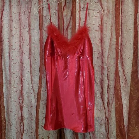 Gilligan O Malley Intimates Sleepwear Gillian Omalley Red Sexy Feather Lingerie Camisole