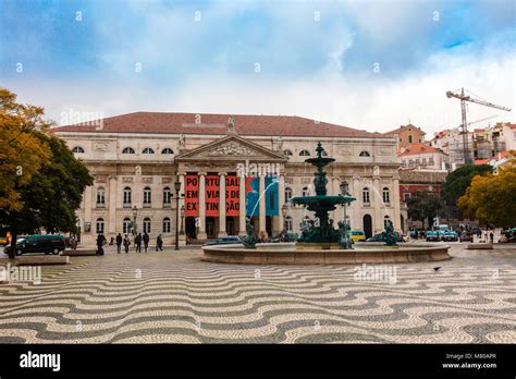 Rossio Square In The Pombaline Downtown Of Lisbon Is One Of Its Main