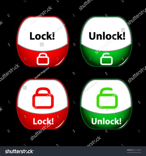 Lock And Unlock Shiny Icons Buttons Stock Vector Illustration 72110284