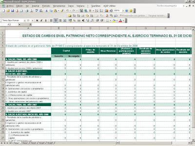 Plantilla Ecpn O Estado De Cambios Del Patrimonio Neto