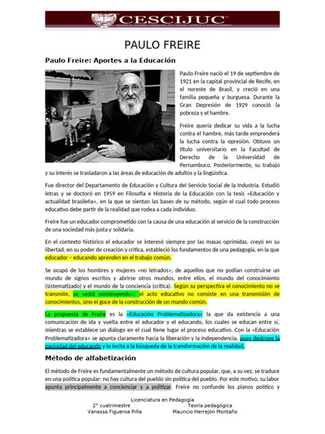 Paulo Freire Repertorio - Aportes de Paulo Freire a la Educación | PDF | Educación en artes liberales