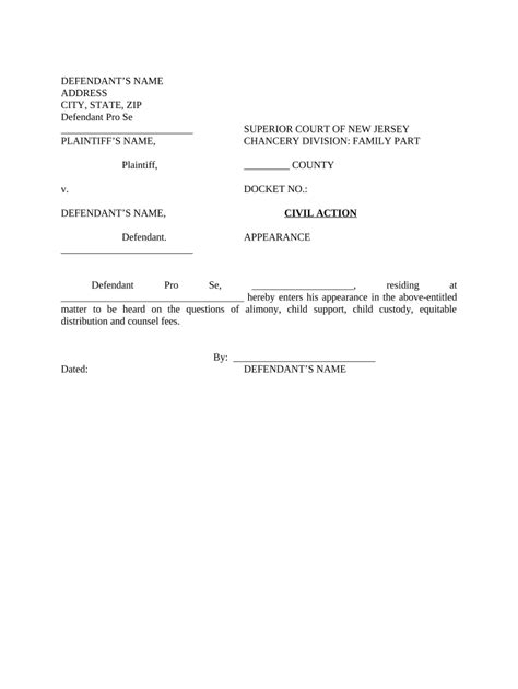 Nj Notice Of Appearance Form Fill Out And Sign Online Dochub