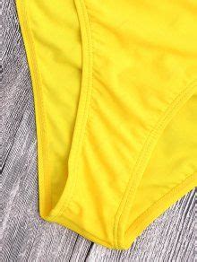 Padded High Cut Bandeau Bikini Set In Yellow Zaful