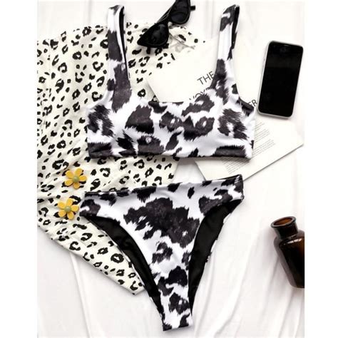 Maillot De Bain Fors Bikini Pliss Imprim Vache Maillot De Bain