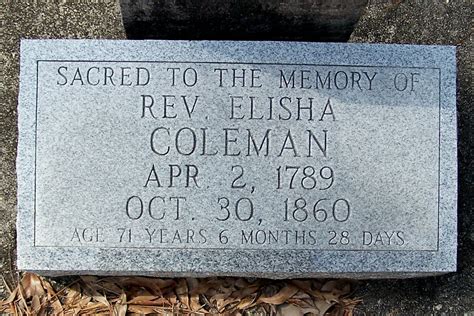 Rev Elisha Coleman Find A Grave Memorial