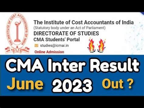 Cma Inter June Attempt Result 2023 Out Now Cma Inter June Result 2023