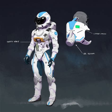 Spacesuit Quentin Gautier Character Design Sci Fi Concept Art Space Suit