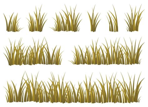 Cartoon Grass Leaves Collection Vector Illustration Isolated On White