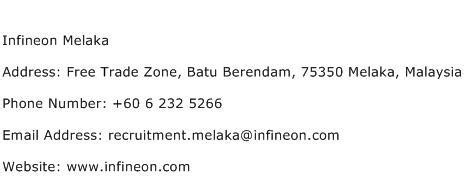 Infineon Melaka Address, Contact Number of Infineon Melaka