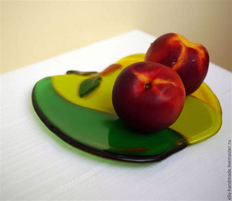 Тарелка декоративная фьюзинг Яблоко зеленое с желтым в интернет ...