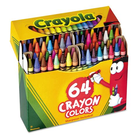 Crayola Crayons Set Of 64 Brilliant Colors Non Toxic Sharpener Included