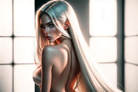 Premium AI Image Beautiful Blonde Woman Posing In Lingerie