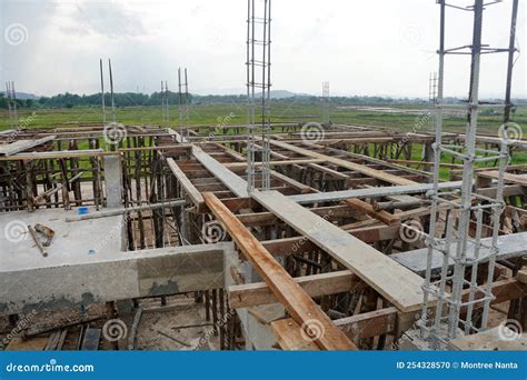 Preparation Of Scaffolding For Assembling The Second Floor Concrete