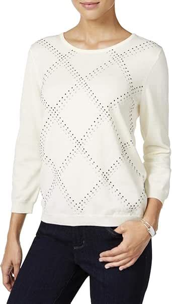 Alfred Dunner Womens Classic Sequin Embellished Grid