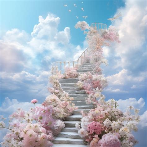 Premium AI Image There Is A Stairway Leading To A Beautiful Sky With