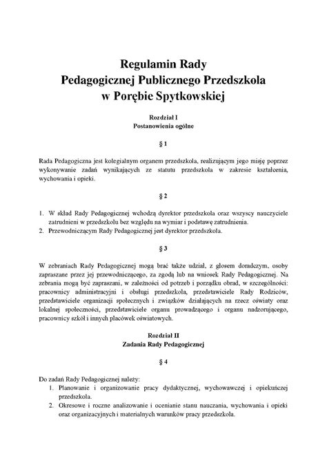 Regulamin Rady Pedagogicznej Pdf PDF Host