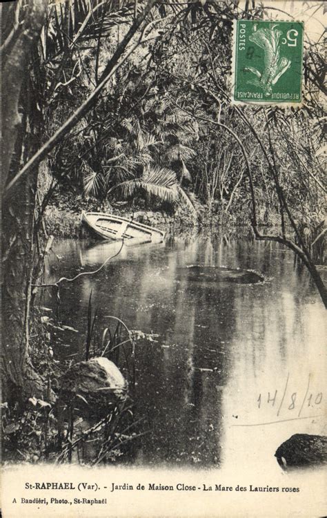 VINTAGE POSTCARD Naked Erotic Woman St Raphael Garden Of Closed House The Pond With The Pink Bay