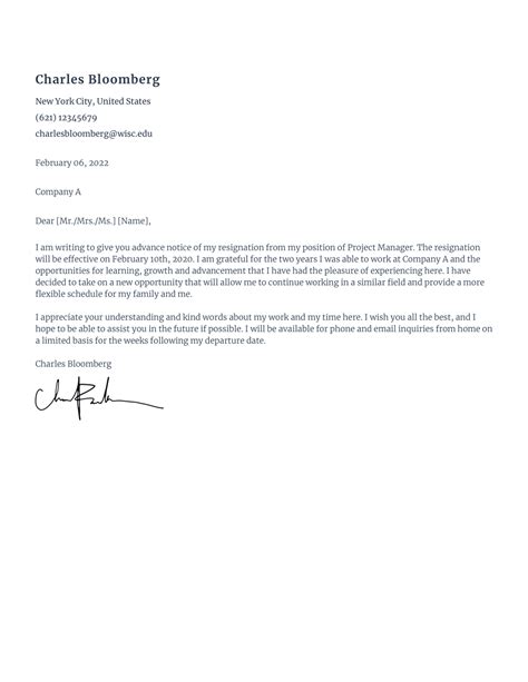 Free Notice Period Resignation Letter Samples Rezi Ai
