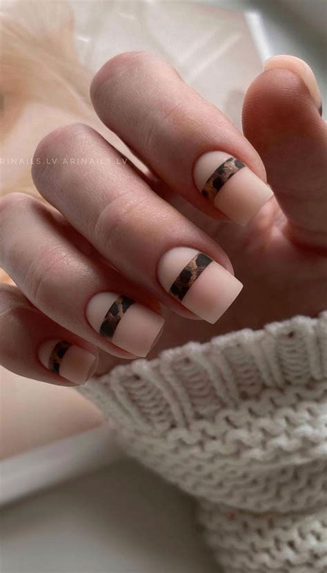 Creative Pretty Nail Trends Matte Nude With Leopard Design
