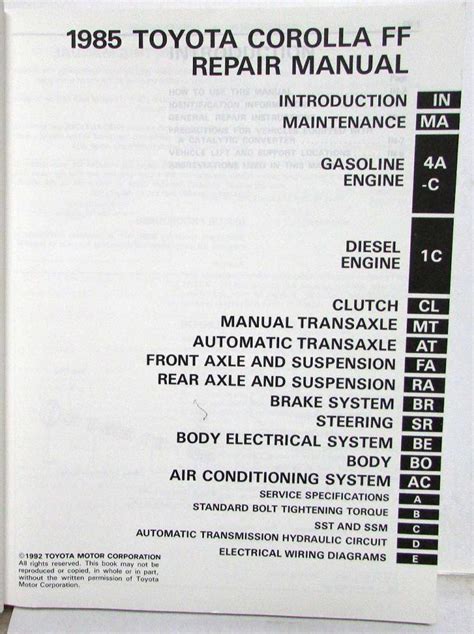 Toyota Corolla Wiring Diagram Original