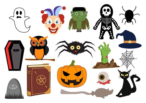 Set Halloween Elements Vector Illustration With Various Kinds Of Things