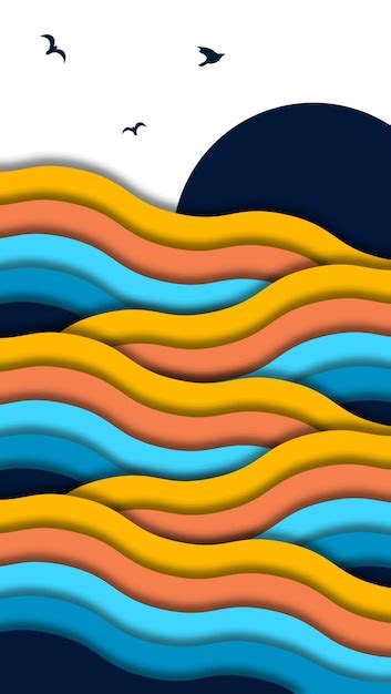 Premium Vector Abstract Waves Background With Papercut Style